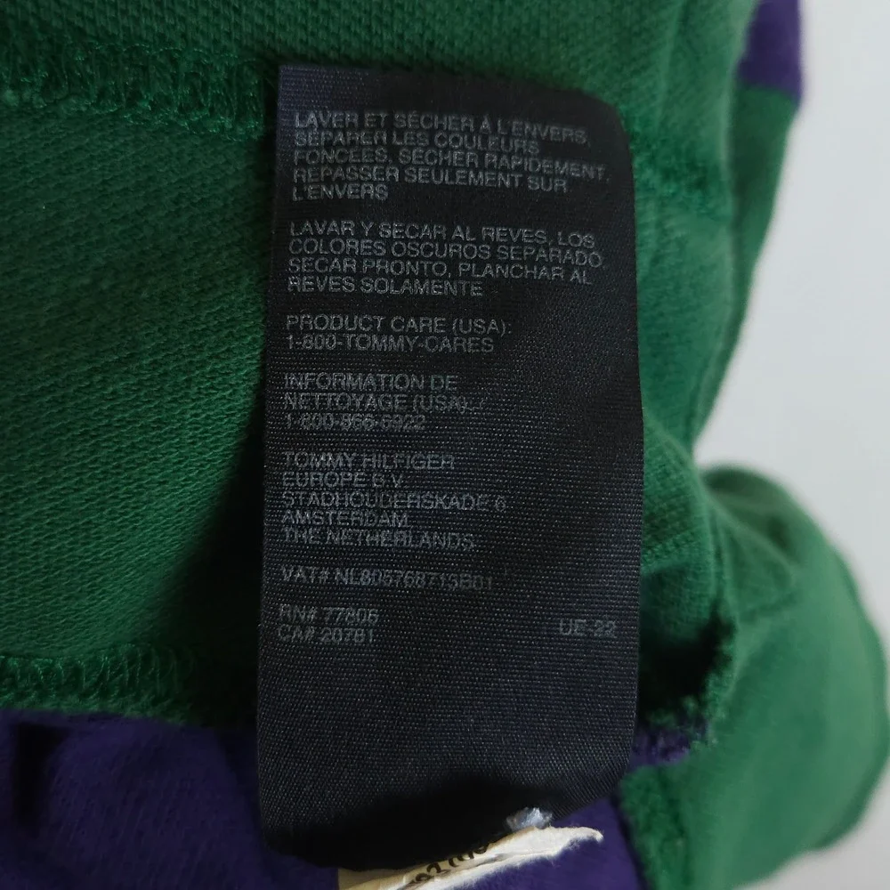 Tommy Hilfiger‎ Rugby Polo Shirt Men's XL Slim Fit Green Purple Big Crest Logo - Picture 8 of 15